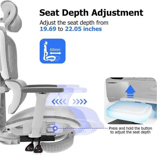 Alt view image 6 of 7 - Ergonomic Mesh Office Chair with 3D Adjustable Armrest,High Back Desk Computer Chair Ergo3d Ergonomic Office Chair with Wheels for Home & Office