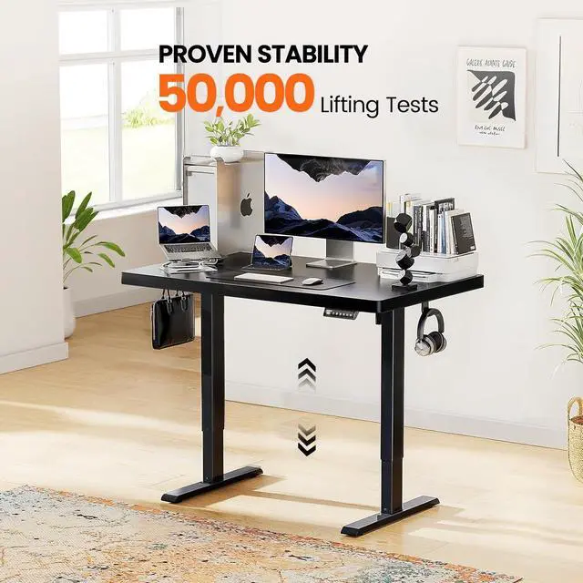 Alt view image 6 of 7 - ErGear Whole Piece Standing Desk, 48x24 Inch Thick Adjustable Desk with 4 Height Memory, Electric Sit Stand Desk with Cable Management Tray, Ergonomic Desk for Home Office, Black, EGESD73B