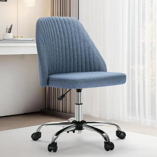 Main image of Sweetcrispy Armless Office Chair Cute Desk Chair, Modern Fabric Home Office Desk Chairs with Wheels Adjustable Swivel Task Computer Vanity Chair for Small Spaces