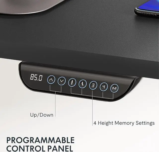 Alt view image 4 of 7 - FLEXISPOT E6 Max Dual Motor 3 Stages Standing Desk 48x30 Inch Whole-Piece Board Electric Height Adjustable Desk Stand Up Desk Large Load Capacity(Black Frame + Black Desktop)