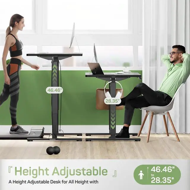 Alt view image 4 of 7 - Electric Height Adjustable Standing Desk, 48x24 Inches, Ergonomic Sit-to-Stand Rising Computer Table for Home Office