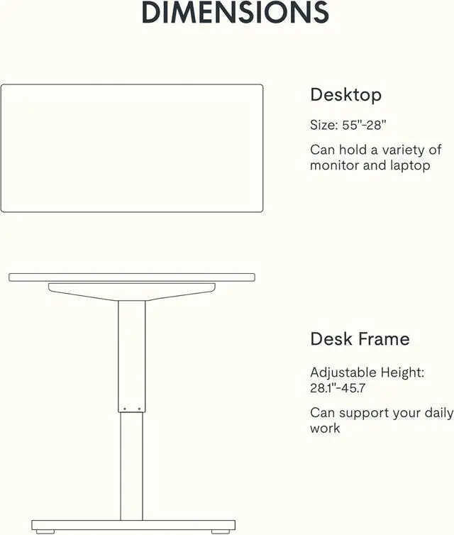 Alt view image 5 of 7 - FLEXISPOT EN1 Bamboo Standing Desk, 55 x 28 Inches Whole-Piece Electric Adjustable Height Desk Sit Stand Desk, Home Office Table Stand up Desk (White Frame + Bamboo Top, 2 Packages)