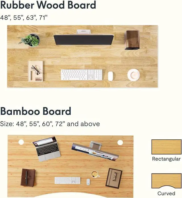 Alt view image 6 of 7 - FLEXISPOT EN1 Bamboo Standing Desk, 55 x 28 Inches Whole-Piece Electric Adjustable Height Desk Sit Stand Desk, Home Office Table Stand up Desk (White Frame + Bamboo Top, 2 Packages)