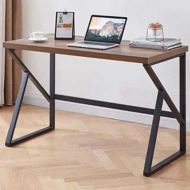 Main image of HSH Minimalist PC Desk, Industrial Home Office Desk, Sturdy Wood and Metal Desk, Rustic Vintage Oak 55 Inch Work Study Writing Desks Computer Table for Living Room Bedroom