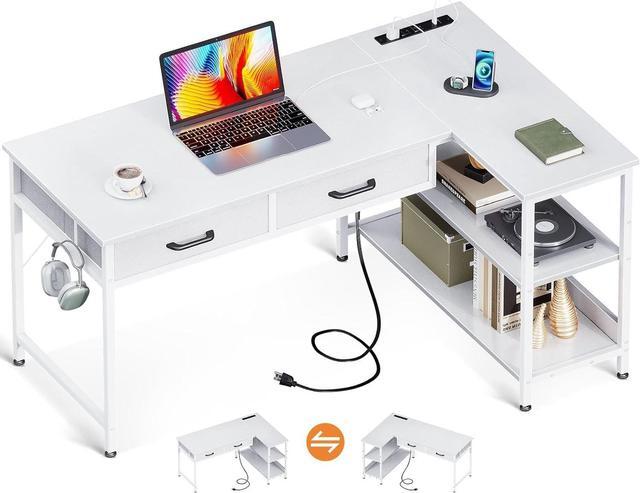 Coleshome 40 Inch L Shaped Gaming Desk With 2 Dawes