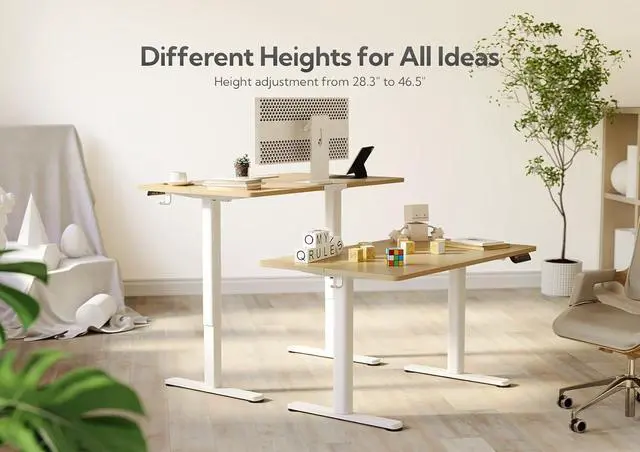 Alt view image 4 of 7 - Electric Standing Desk, Adjustable Height Stand up Desk, 48x24 Inches Sit Stand Home Office Desk with Splice Board, White Frame/Nature Top