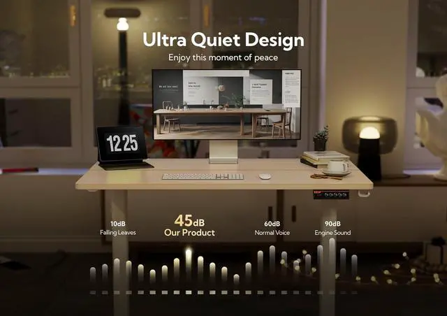 Alt view image 7 of 7 - Electric Standing Desk, Adjustable Height Stand up Desk, 48x24 Inches Sit Stand Home Office Desk with Splice Board, White Frame/Nature Top