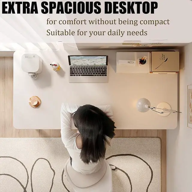 Alt view image 2 of 7 - Computer Desk Modern Simple Style Desk for Home Office, 31.5 inch White Small Writing Table Study Corner Work Desk for Bedroom