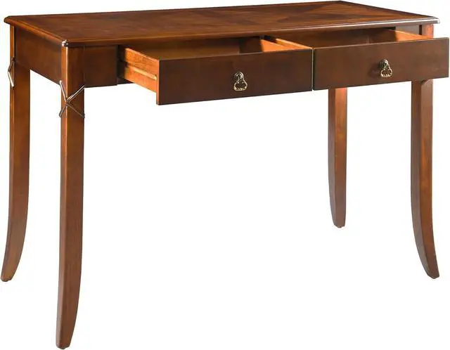Alt view image 7 of 7 - Traditional Home Office Desk with 2 Storage Drawers, Solid Wood Computer Desk with Elegant Carved Legs,Vanity Desk, Writing Desk, Corner Table for Living Room, Easy Assembly Cherry Brown BSZ-DR200