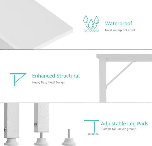 Alt view image 6 of 7 - Lufeiya White Computer Desk with Power Outlet, 40 inch Simple Teen Study Table Home Office Work Writing Desks with Charging Station Outlets USB Port Built in, Storage PocketWhite