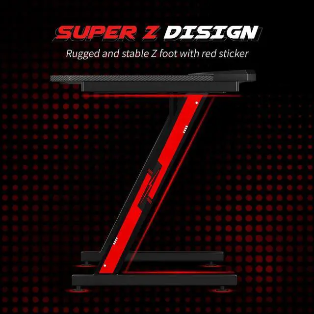 Alt view image 6 of 6 - Homall Gaming Desk Computer Desk with Carbon Fiber Surface, Gaming Table Z Shaped PC Home Office with Cup Holder&Headphone Hook(63 in, Black)