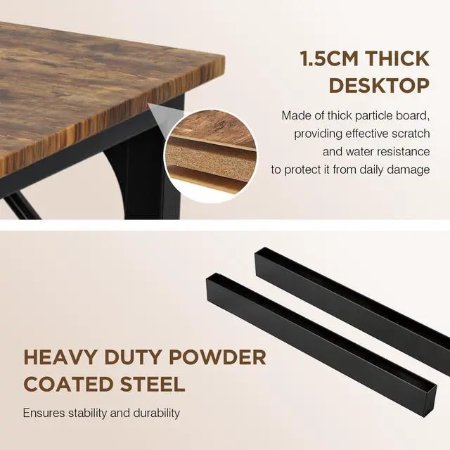 Alt view image 7 of 7 - PayLessHere 32/39/47 inch Computer Desk Study Writing Table, Adjustable feet, Modern Furniture for Home Office (1, Brown, 47 inch)