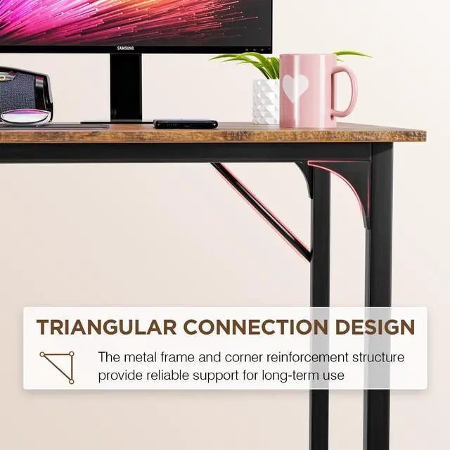 Alt view image 6 of 7 - PayLessHere 32/39/47 inch Computer Desk Study Writing Table, Adjustable feet, Modern Furniture for Home Office (1, Brown, 47 inch)