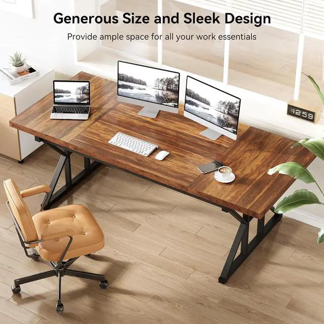 Alt view image 5 of 7 - Tribesigns Writing Computer Desk, 55 inch Heavy Duty Study Desk with Z-Shaped Metal Leg, Modern Simple Home Office Computer Desk, Grey