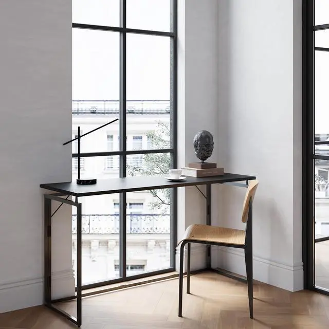 Alt view image 5 of 7 - Folding Desk 40 Inch - Small Foldable Desk for Small Space Minimalist, Space Saving Collapsible Compact Desk Portable Table for Craft, Writing, Study and Work (No Assembly Required)