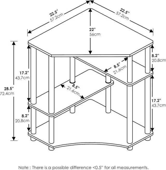 Alt view image 3 of 7 - FURINNO Turn-N-Tube Space Saving, Corner Desk, Espresso/Black