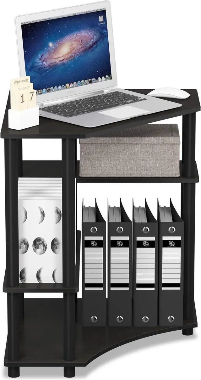 Alt view image 6 of 7 - FURINNO Turn-N-Tube Space Saving, Corner Desk, Espresso/Black