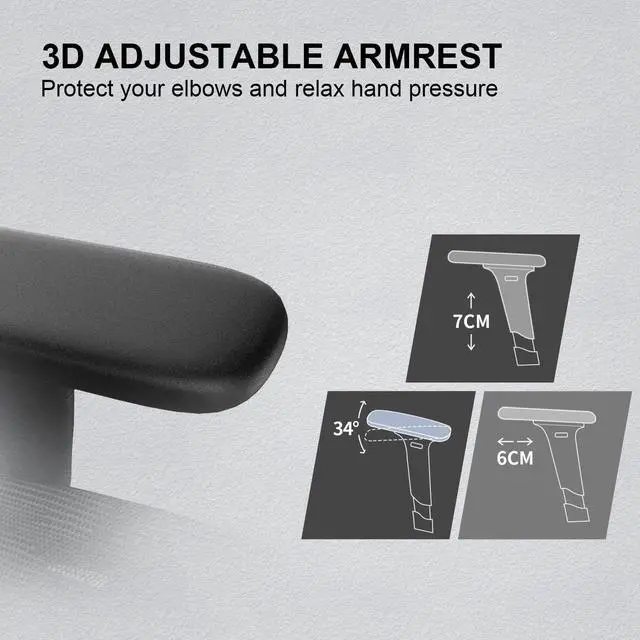 Alt view image 5 of 7 - SIHOO M57 Ergonomic Office Chair with 3 Way Armrests Lumbar Support and Adjustable Headrest High Back with Tilt Function (Black)
