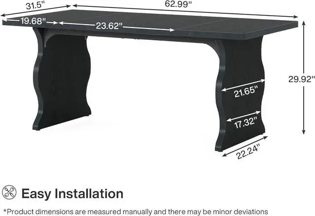 Alt view image 2 of 7 - Tribesigns 63-Inch Large Executive Desk, Modern Computer Office Desk Workstation, Double PC Gaming Writing Table Home Office Desk with Sturdy Legs,Black
