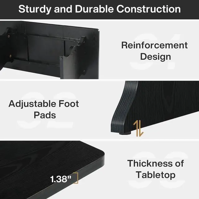 Alt view image 7 of 7 - Tribesigns 63-Inch Large Executive Desk, Modern Computer Office Desk Workstation, Double PC Gaming Writing Table Home Office Desk with Sturdy Legs,Black