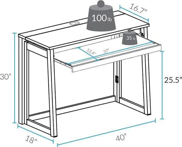 Alt view image 3 of 6 - Casual Home Pull-Out & USB Port Folding Desk, Warm Brown (New)