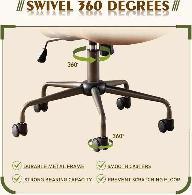 Alt view image 6 of 7 - High Back Office Chair,Modern Swivel Office Chair,Brown Suede Fabric Gaming Chair,Height Adjustable Home Office Desk Chair with Lumbar Support