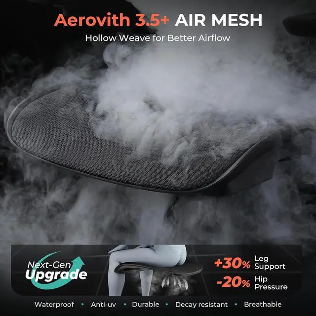 Alt view image 3 of 7 - CAPOT Ergonomic Mesh Office Chair, Adjustable Lumbar High Back Desk Chair 400lbs, 4D Flip-up Arms, 3-Level Tilt Backrest, 3D Headrest, PU Wheels, Swivel Rolling Computer Seating for Long Desk Work