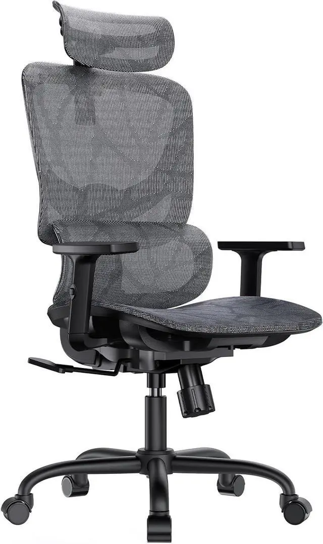 Main image of HUANUO Ergonomic Mesh Office Chair, High Back Desk Chair with 5-Level Lumbar Support, Adjustable Headrest, Armrests, Rocking Tilt, Computer Mesh Chair for Home Office Gaming