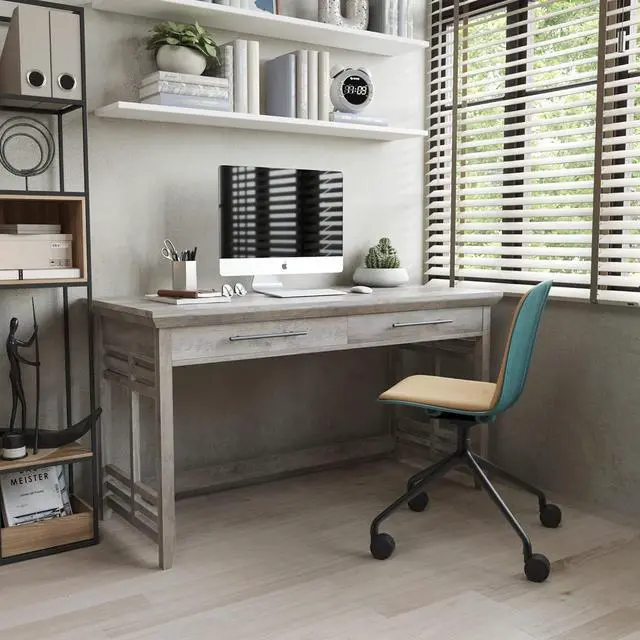 Alt view image 4 of 6 - BELLEZE Modern Simple Home Office Computer Laptop Writing Desk Wood Study Table Workstation with Drawers - 55 Inch - Norrell (Gray Wash)
