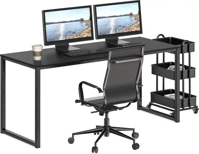 Alt view image 4 of 5 - SHW Home Office 55-Inch Computer Desk, 24" Deep, Black
