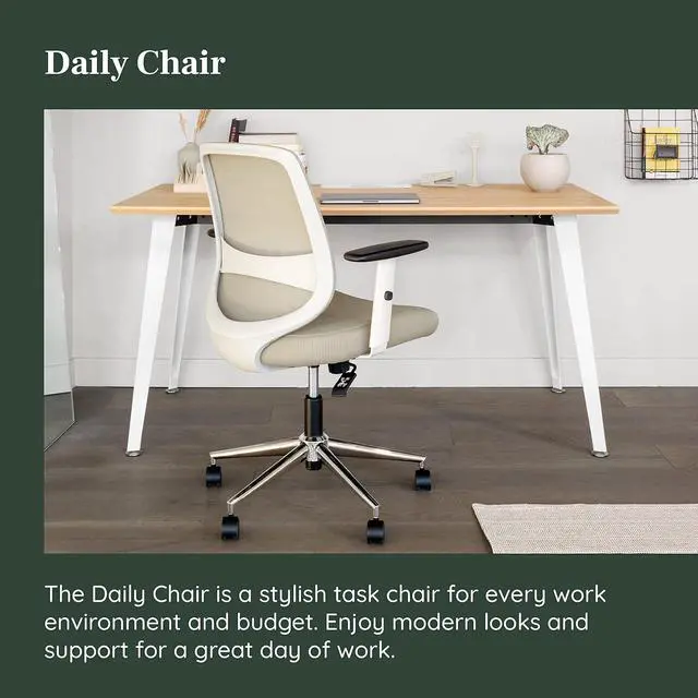 Alt view image 4 of 7 - Branch Daily Chair - Computer Office Chair with Swivel, Lumbar Rest, and Adjustable Armrests - Sustainable, Stylish Mesh, & Adjustable Armrests - Comfortable Seating for Improved Posture - Green