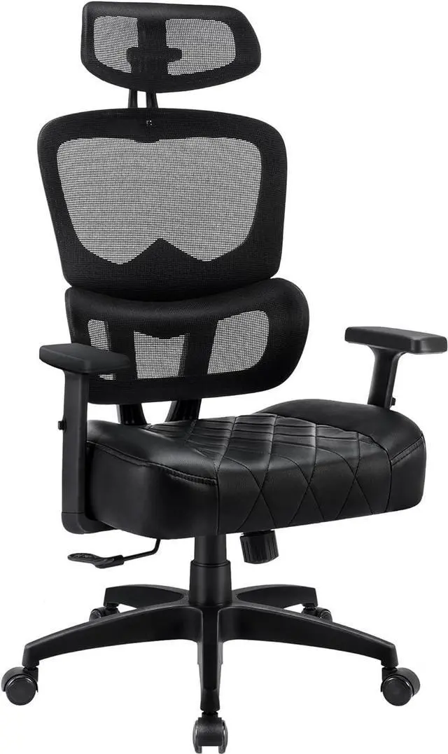 Main image of VECELO Swivel Ergonomic High Back Mesh Office Chair with Adjustable Headrest Armrest, Backrest Tilt Function, Lumbar Support for Executive/Computer Desk/Task Work