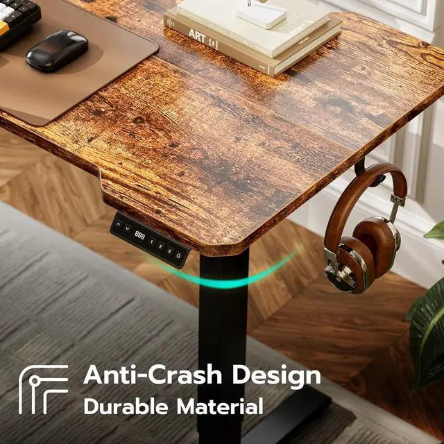 Alt view image 7 of 7 - 59" Reversiable L-Shaped Electric Standing Desk Adjustable Height Gaming Stand Up Corner Desk Sit Stand Home Office Computer Desk with Splice Board,Rustic Brown Top