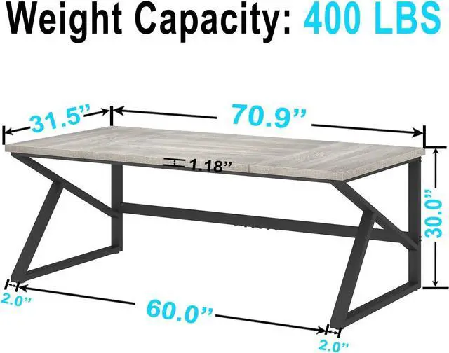 Alt view image 2 of 7 - HSH 70 Inch Long Grey Desk, Large Home Office Computer Desk for 2 People, Industrial Wood and Metal Executive Work Writing Study Gaming Desk Table, Modern Bedroom Simple PC Laptop Desk Double Desk