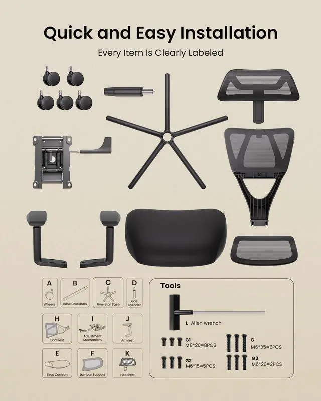 Alt view image 7 of 7 - ProtoArc Ergonomic Office Chair with 30% Thicker Saddle Shaped Spring Cushion, Adaptive Lumbar Support, Big and Tall Mesh Chair with Headrest for Home Office, Desk Chair with Wheels EC100 (Grey)
