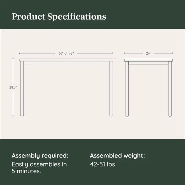 Alt view image 3 of 6 - Branch Daily Desk - Functional at Home Office Desk with Effortless Assembly, Timeless Design, Rounded Corners, and Built-in Cable Notch - 48 W x 28.5 H x 24 D - Woodgrain Work Table