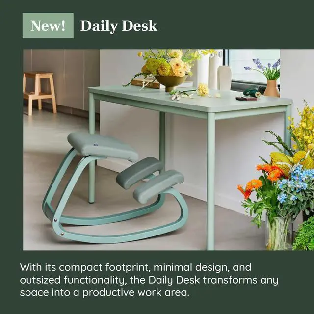 Alt view image 5 of 6 - Branch Daily Desk - Functional at Home Office Desk with Effortless Assembly, Timeless Design, Rounded Corners, and Built-in Cable Notch - 36 W x 28.5 H x 24 D - Sage Work Table