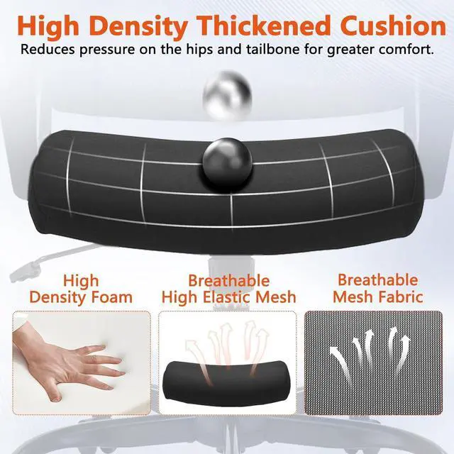 Alt view image 4 of 7 - CLATINA Ergonomic Rolling Mesh Desk Chair with Executive Lumbar Support and Adjustable Swivel Design for Home Office Computer Black 2 Pack