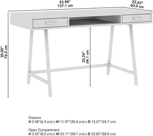 Alt view image 3 of 6 - Bush Furniture Steele 54W Writing Desk in Dark Gray Hickory | Computer Table for Home Office Workspace