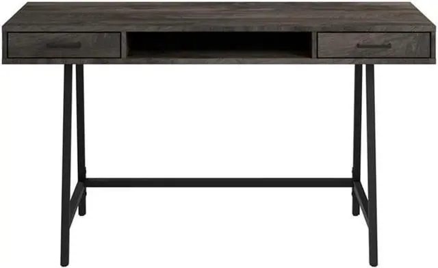 Alt view image 4 of 6 - Bush Furniture Steele 54W Writing Desk in Dark Gray Hickory | Computer Table for Home Office Workspace