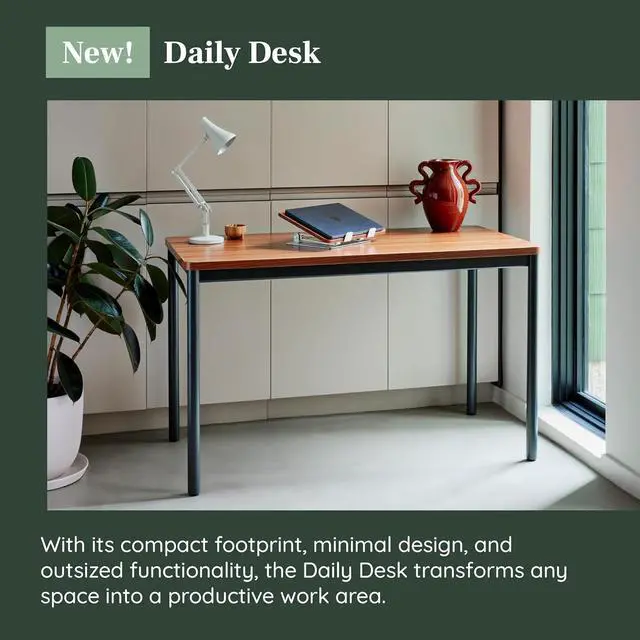 Alt view image 5 of 6 - Branch Daily Desk - Functional at Home Office Desk with Effortless Assembly, Timeless Design, Rounded Corners, and Built-in Cable Notch - 48 W x 28.5 H x 24 D - Woodgrain Work Table