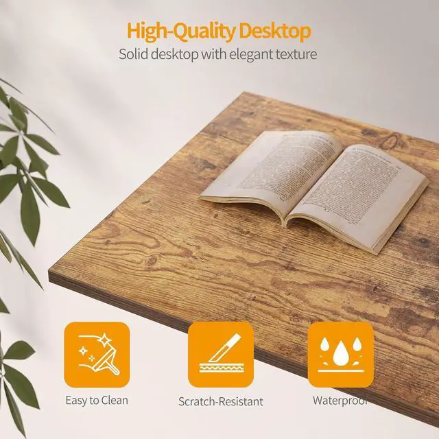 Alt view image 7 of 7 - CubiCubi Computer Desk with 2 Drawers, 40 Inch Small Home Office Desk Study Writing Table, Rustic Brown