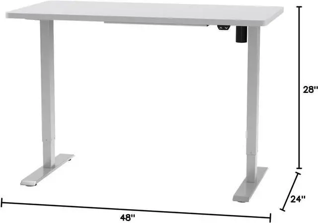 Alt view image 3 of 7 - FLEXISPOT EN1 One-Piece Standing Desk, 48 x 24 Inches Solid Desktop Height Adjustable Desk, Electric Sit Stand Up Desk Home Office Desks (White Frame + White Desktop)
