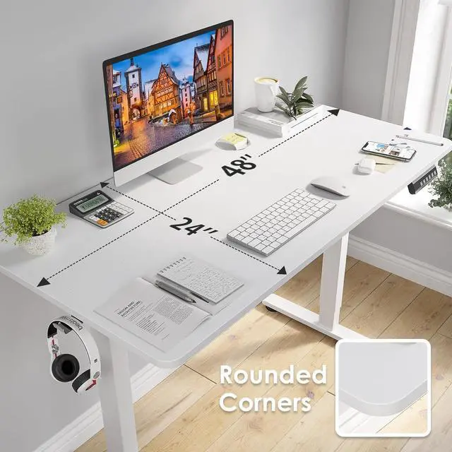 Alt view image 4 of 7 - STARY Electric Standing Desk Adjustable Height Sit Stand Home Office Desk with Splice Board