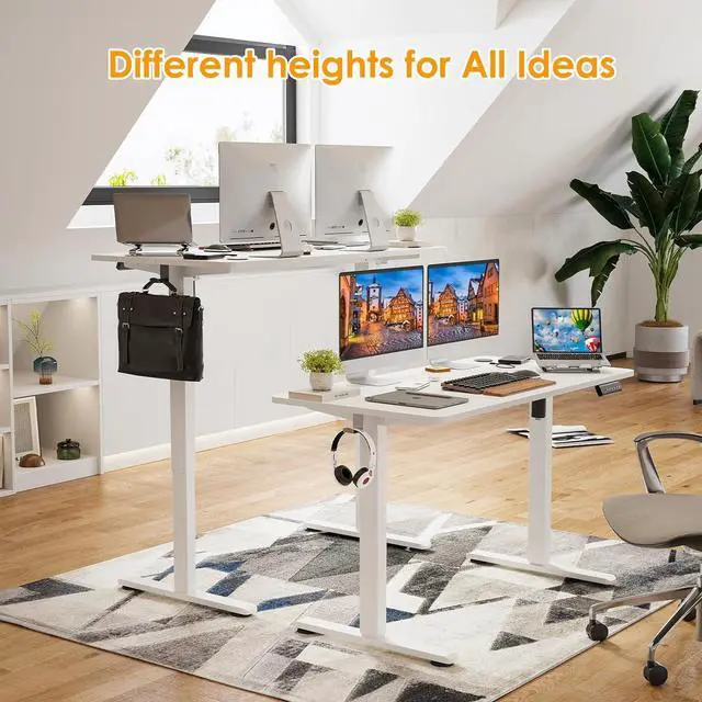 Alt view image 5 of 7 - STARY Electric Standing Desk Adjustable Height Sit Stand Home Office Desk with Splice Board