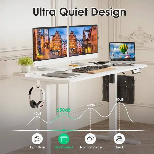 Alt view image 7 of 7 - STARY Electric Standing Desk Adjustable Height Sit Stand Home Office Desk with Splice Board