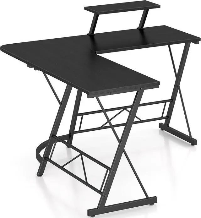 Alt view image 4 of 6 - Mr IRONSTONE L Shaped Gaming Desk Corner Computer Desk, Home Office Desks Writing Workstation with Large Monitor Stand, Easy to Assemble (Black,51 Inch)