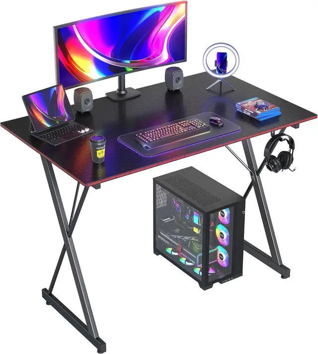 Main image of CubiCubi Gaming Desk 32 Inch PC Computer Desk, Home Office Desk Table Gamer Workstation, Simple Game Table, Black