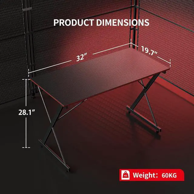 Alt view image 3 of 7 - CubiCubi Gaming Desk 32 Inch PC Computer Desk, Home Office Desk Table Gamer Workstation, Simple Game Table, Black