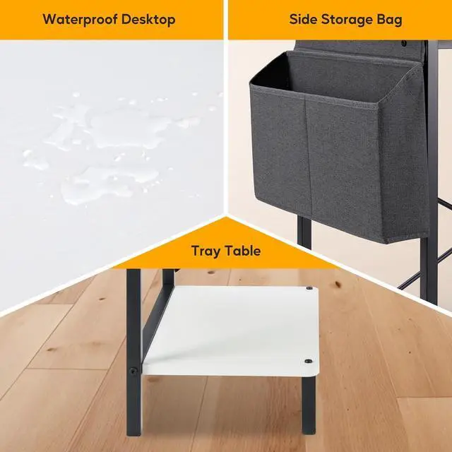 Alt view image 5 of 7 - L Shaped Desk Gaming Computer 50 Inch Reversible Corner Table PC for Writing Study Student with Wood Tabletop Metal Frame CPU Stand Side Bag for Home Office Small Place, White